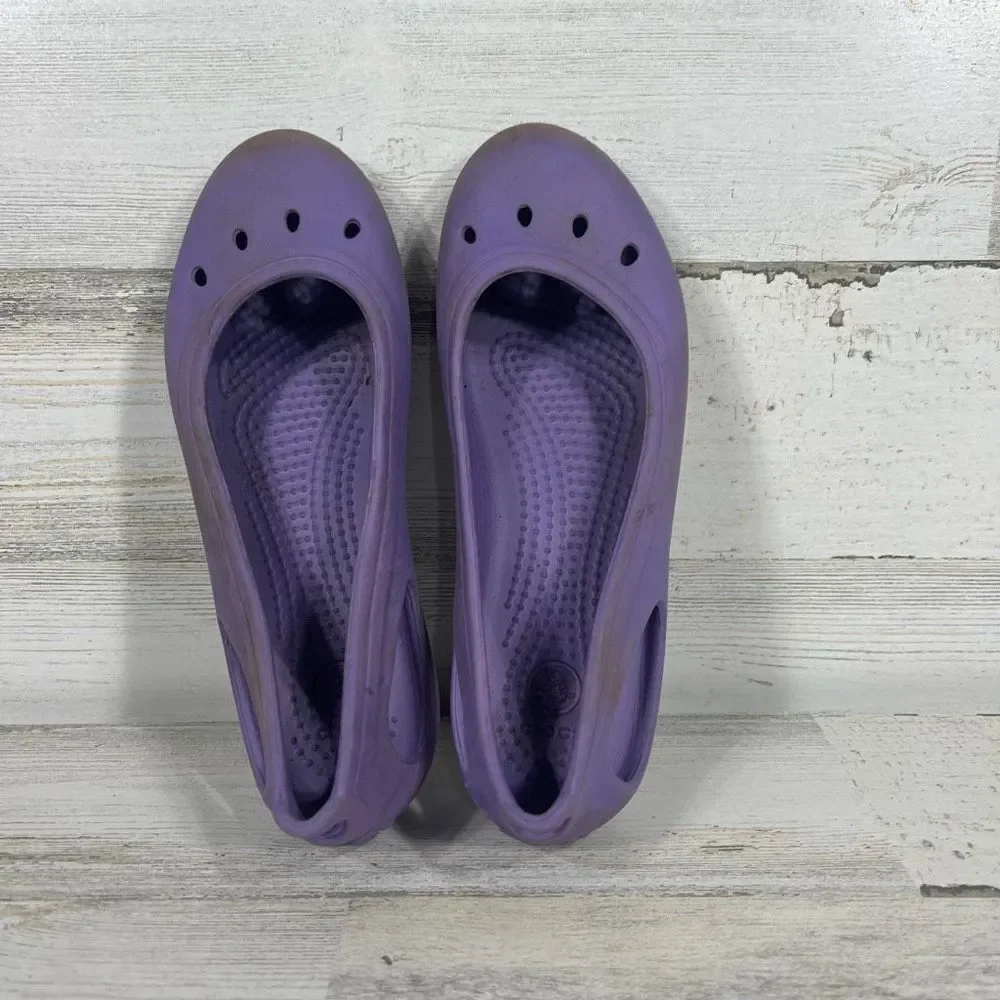 Crocs Junior Girls Kadee Ballet Flats Purple Comfort Shoes Lightweight Size‎ J1